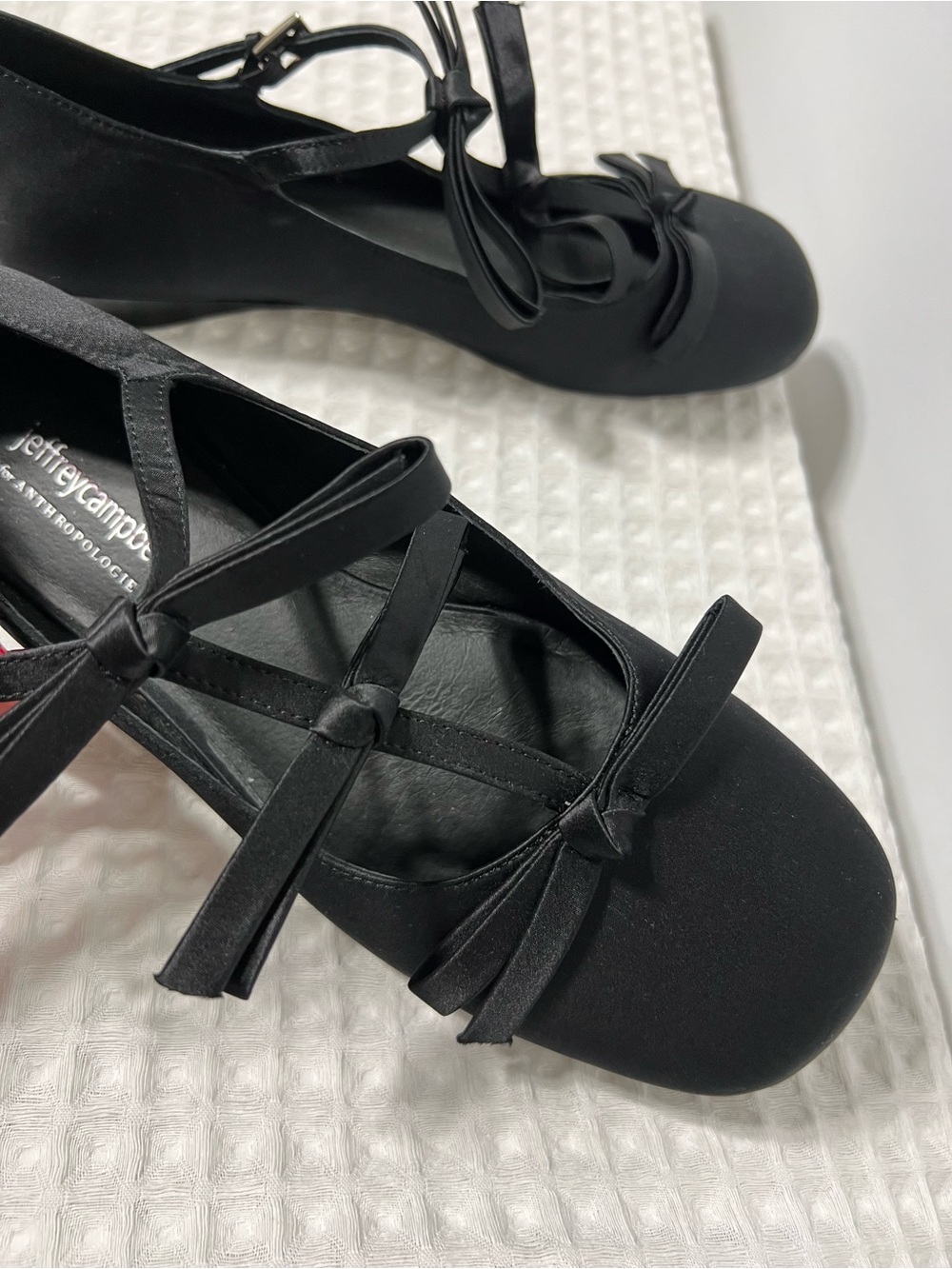 Jeffrey Campbell Black Satin Bow Guest Ballet Flats